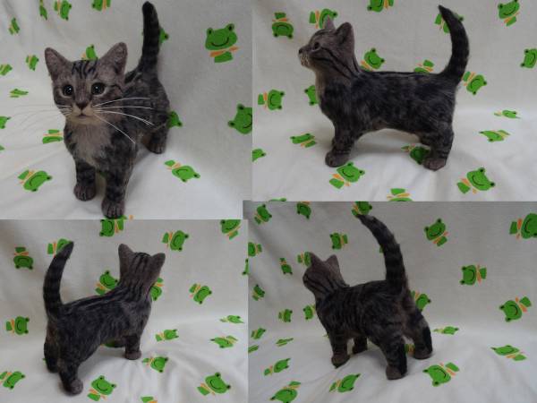 羊毛フェルト キジトラ 子猫 猫 ハンドメイド 羊毛フェルト