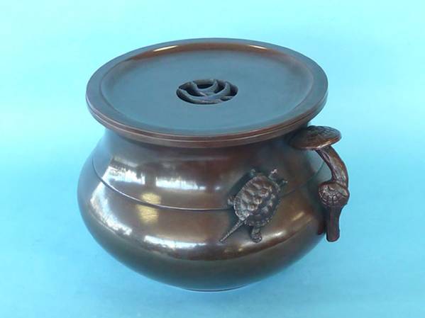 開花堂 銅製 茶筒 茶入 高さ12.5㎝ 煎茶道具