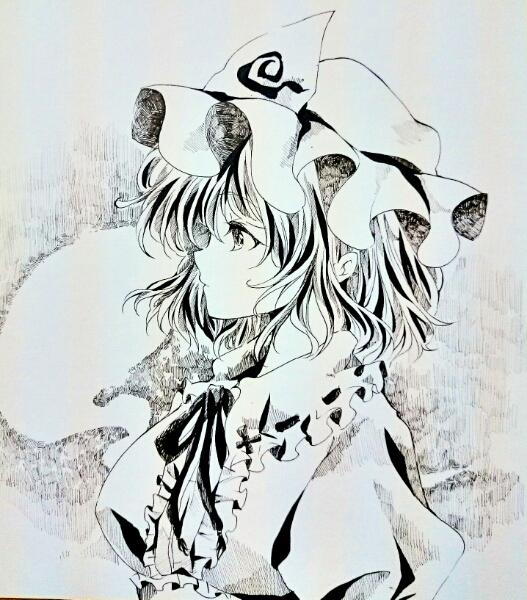 手描東方イラスト モノクロ 西行寺幽々子 色紙 手描きイラスト 売買されたオークション情報 Yahooの商品情報をアーカイブ公開 オークファン Aucfan Com