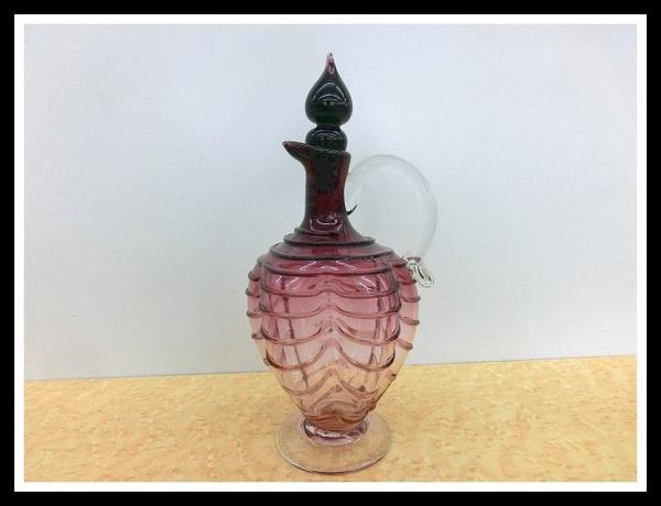 3251T 琉球ガラス 水差し モール模様 デカンタ