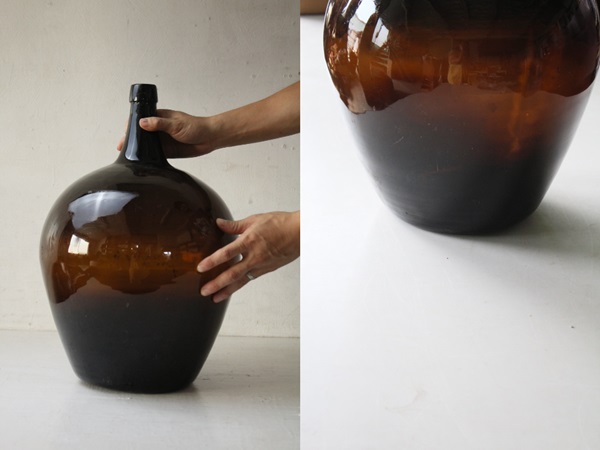 TB526大きなガラス瓶 濃い茶色◇レトロ/ビン/船ボトル/船舶/時代