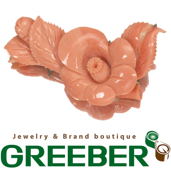 【俺の物屋】コーラル珊瑚 サンゴ 花 帯留め