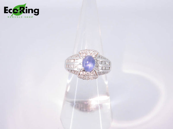 1円 Pt900×スターサファイア×ダイヤモンド リング HG323