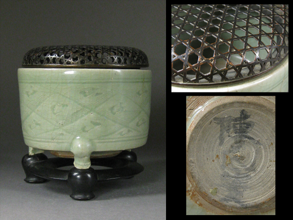 青磁三足香炉 龍泉窯 博物館展示品 来歴有 宋時代 0 龍泉三