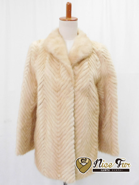 ♪１円～ ミンク 毛皮 ファー ハーフコート ライトブラウン13♪