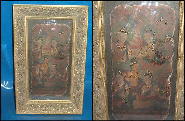 人物像 敦煌莫高窟壁画 彩絵 中国唐時代 発掘品 AK1796B8-3 骨董市