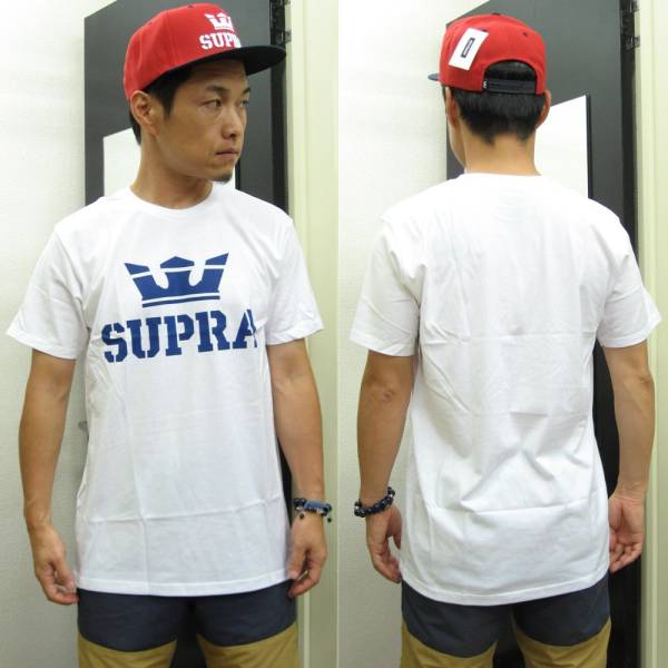 SUPRA スープラ スニーカー■ABOVE■ロゴ Tシャツ 白紺 S■正規