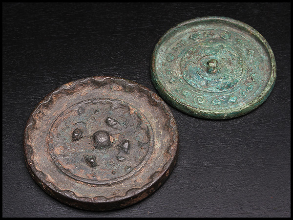 直販ネット AS734 八瓣連弧紋銅鏡・古銅鏡・古鏡 二点☆中国古玩禮器