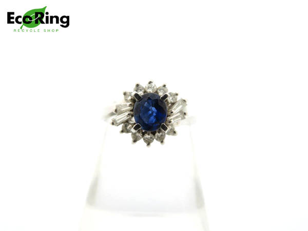 1円 Pt900×サファイア×ダイヤモンド デザイン リング HG082