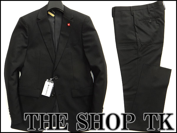 新品 TKタケオキクチ 総裏3シーズンストライプスーツM黒★J25300