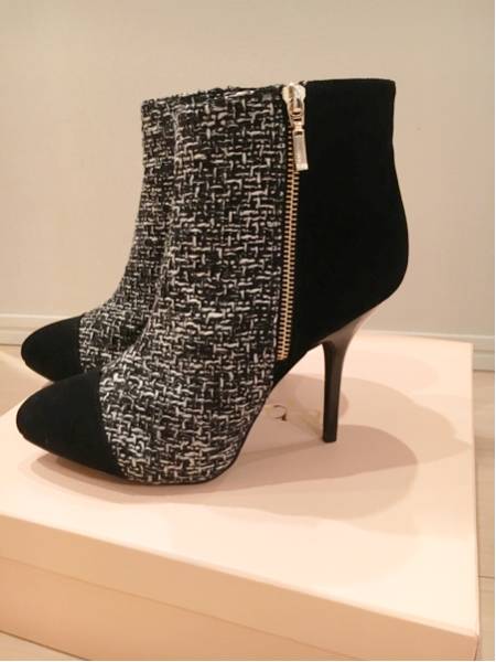 リエンダ 新品 ショートブーツ ブーティー バイカラー ブラック