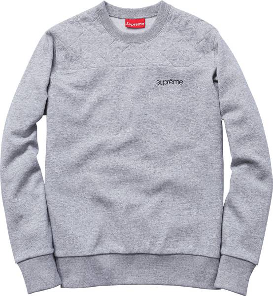新品 Supreme Quilted Panel Crewneck 灰 L classic logo s box