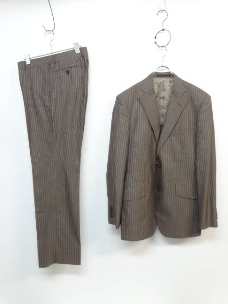 ビサルノ Visaruno ストライプ シングル スーツ LL ブラウン