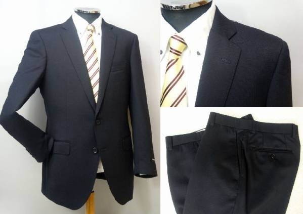 【秋冬 新作】2B２パンツスーツ・毛１００％・濃紺/無地・A-5