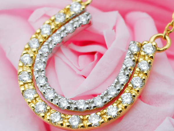 円高還元1円]92万『馬蹄0.300ct』ダイヤモンドネックレス鑑 K18 0.3ct 