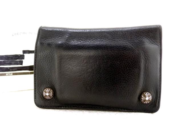 5533クロムハーツ本物2ジップクロスボタン2つ折り財布黒