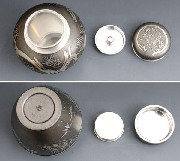 乾茂號造（銘）錫 松竹梅文 茶壷 煎茶道具 茶心壷 煎茶道具 乾茂號造
