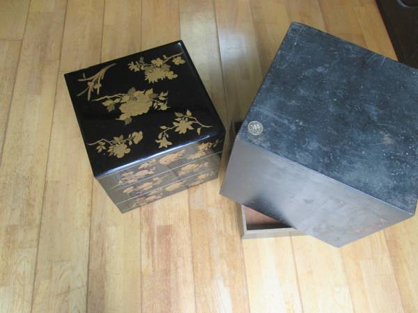 漆塗り 重箱 三段重 6.5寸 漆器 三段 漆芸 (ゴールド⁄金色