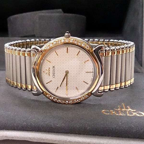 SEIKO セイコー クレドール 5A74-0190 K18 金 ダイヤ文字盤 クレドール 