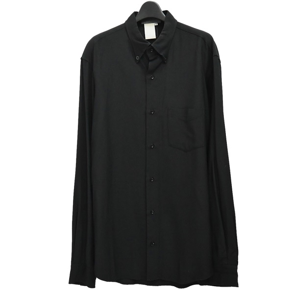 Yohji Yamamoto POUR HOMME ボタンダウン レーヨンシャツ 黒 BD