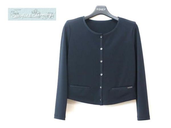 トップス FOXY NEWyORKフード付きニットカーディガン ネイビー40