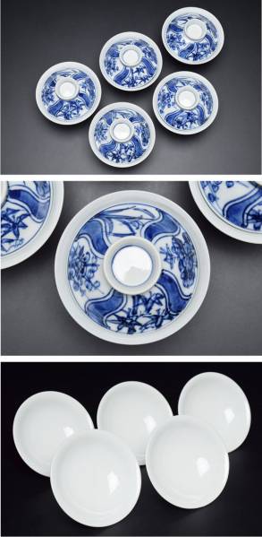 平安七甫造青華四君子文蓋付煎茶碗五客】 京焼煎茶道具茶器 【公式通販】