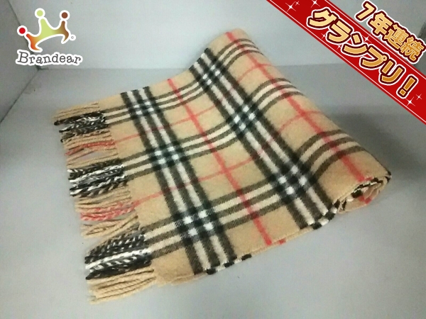 バーバリーズ マフラー 美品 ブラウン×黒×レッド チェック柄