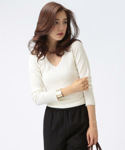 美品 ビーミング by ビームスワイドリブ Vネックプルオーバー