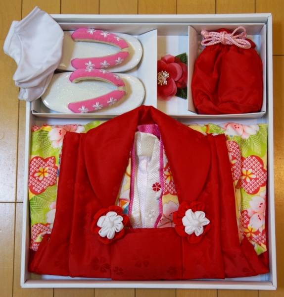 一度着用美品 小町kids 七五三 3歳 着物 被布フルセット kkf-57 【公式