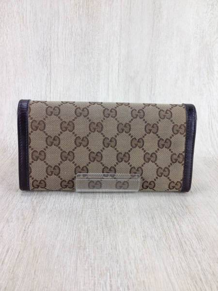 GUCCI◆長サイフ/BRW/キャンバス