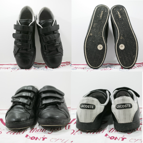 ラコステ LACOSTE ベルクロ レザースニーカー ブラック黒 25.5cm