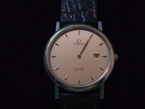 オメガ デビル クォーツ 腕時計 OMEGA ラウンド Ville De ゴールド文字