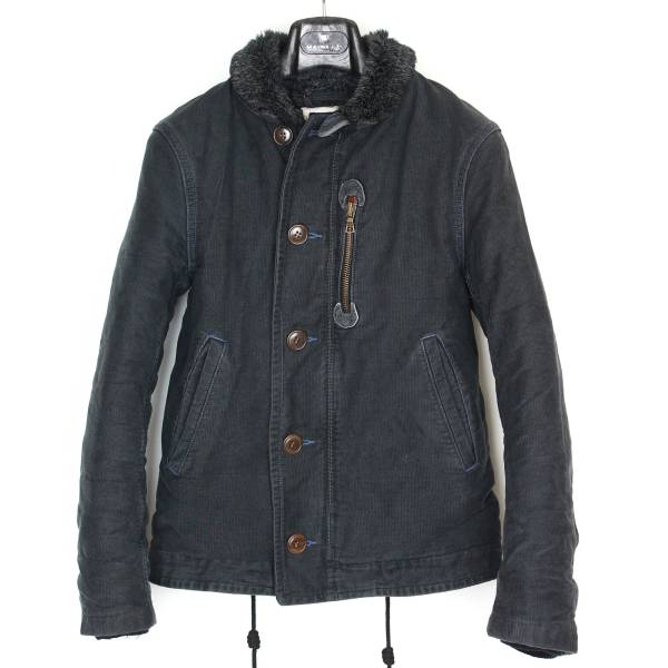 ブルーブルー/blueblueジャーマンクロスN-1ボア デッキジャケット1中古ヴィンテージ加工コットン ワーク ブルゾン カバーオール U.S.NAVY