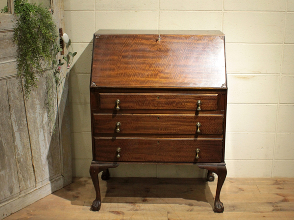 英国アンティーク◇猫脚ライティングビューロー/収納机/木製家具