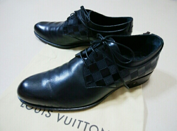 良品 ルイヴィトン ダミエ レースアップビジネスシューズ 6 黒