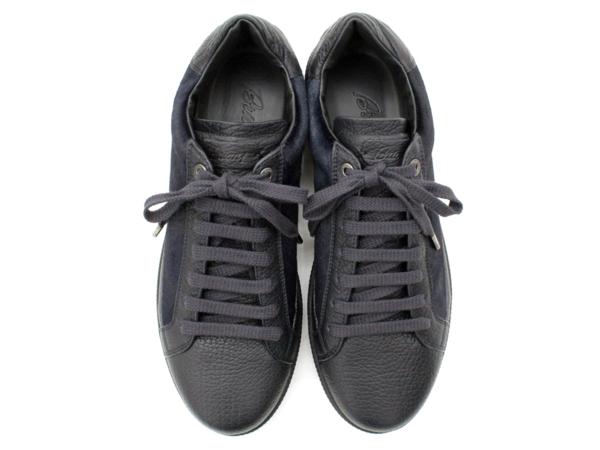 17万新品◆8=27㎝◆Brioniブリオーニ 黒紺ハラコスニーカー