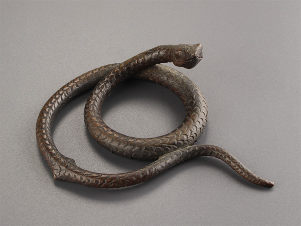 【流】文房具 銅製 蛇細工 熨斗押 文鎮 IM757