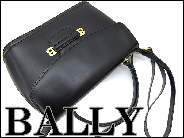 超美品 BALLYバリー 2wayレザーショルダーバッグ黒★K975