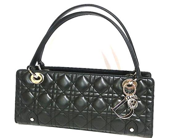 C.Dior クリスチャンディオール カナージュ ハンドバッグ 黒 ①b