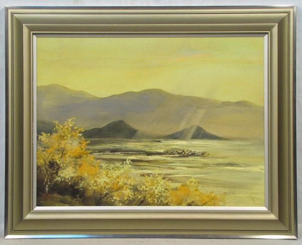 岡信孝　「大和の夕（共シール）」　額装１２号　とても素敵な絵