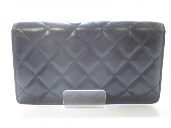 シャネル 長財布 美品 マトラッセ A46437 黒 ラムスキン CHANEL 美品 
