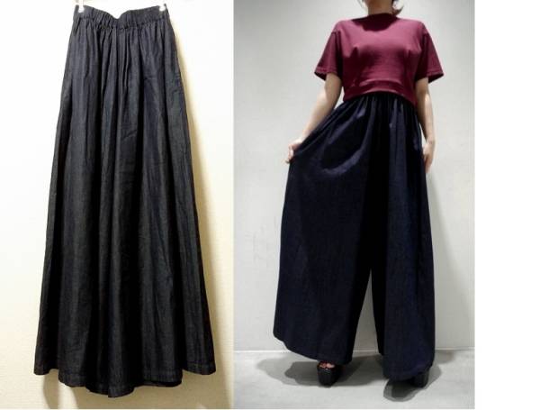 オープニングセレモニー マキシ丈デニムワイドパンツ スカンツ