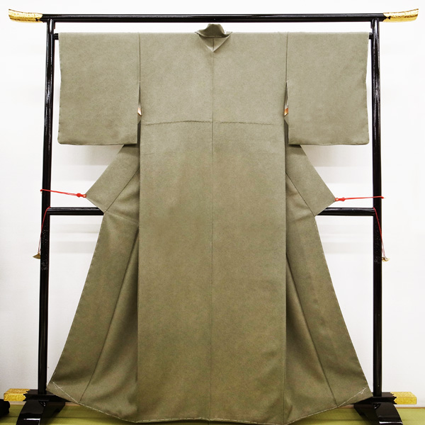 ◆みやがわ e17.丹後ちりめん オリーブグリーン 江戸小紋 鮫 (M)