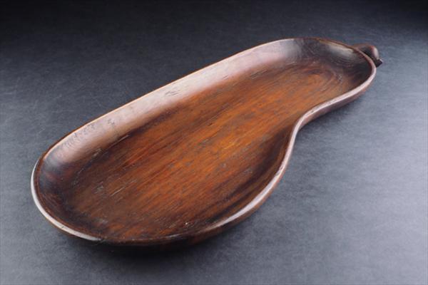 【夢工房】時代木彫瓢形煎茶盆　408ｇ　MB25