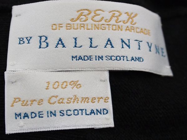 美品 バランタインBALLANTYNE 黒38カシミヤ100% タートルニット408754 