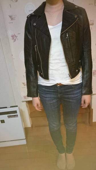 ライダースジャケット　ラム皮　サイズM