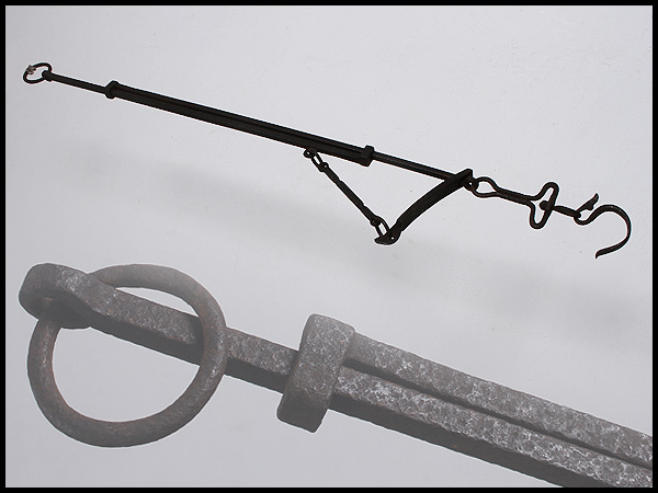 DL919 総鉄スライド式自在鉤・鉄自在鉤☆鐵自在鈎囲炉裏具古民具