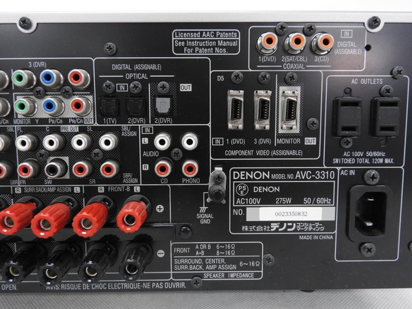 中古 DENON AVC-3310 AV サラウンド アンプ リモコン付 F2206100 中古