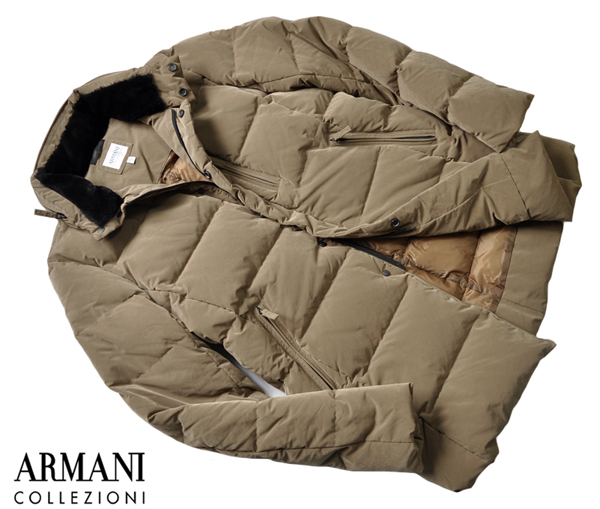 新品正規18万 ARMANI アルマーニ 大人上品なダウンコート 50 茶