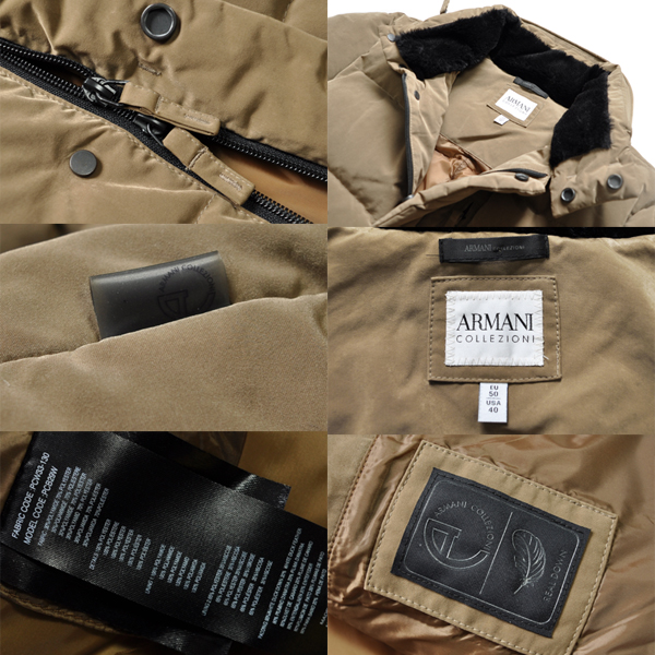 新品正規18万 ARMANI アルマーニ 大人上品なダウンコート 50 茶
